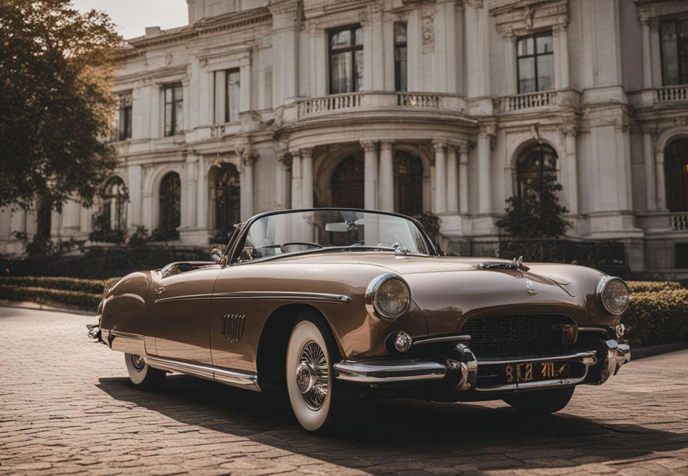 A car parked on a brick road