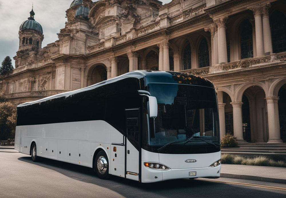 A bus parked on the side of a road